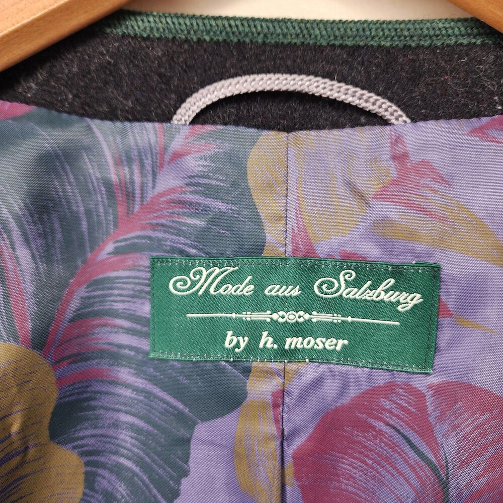 ​H Moser Salzburg Austria Trachten Boiled Wool Jacket Folk Floral Patchwork Med - Picture 4 of 11